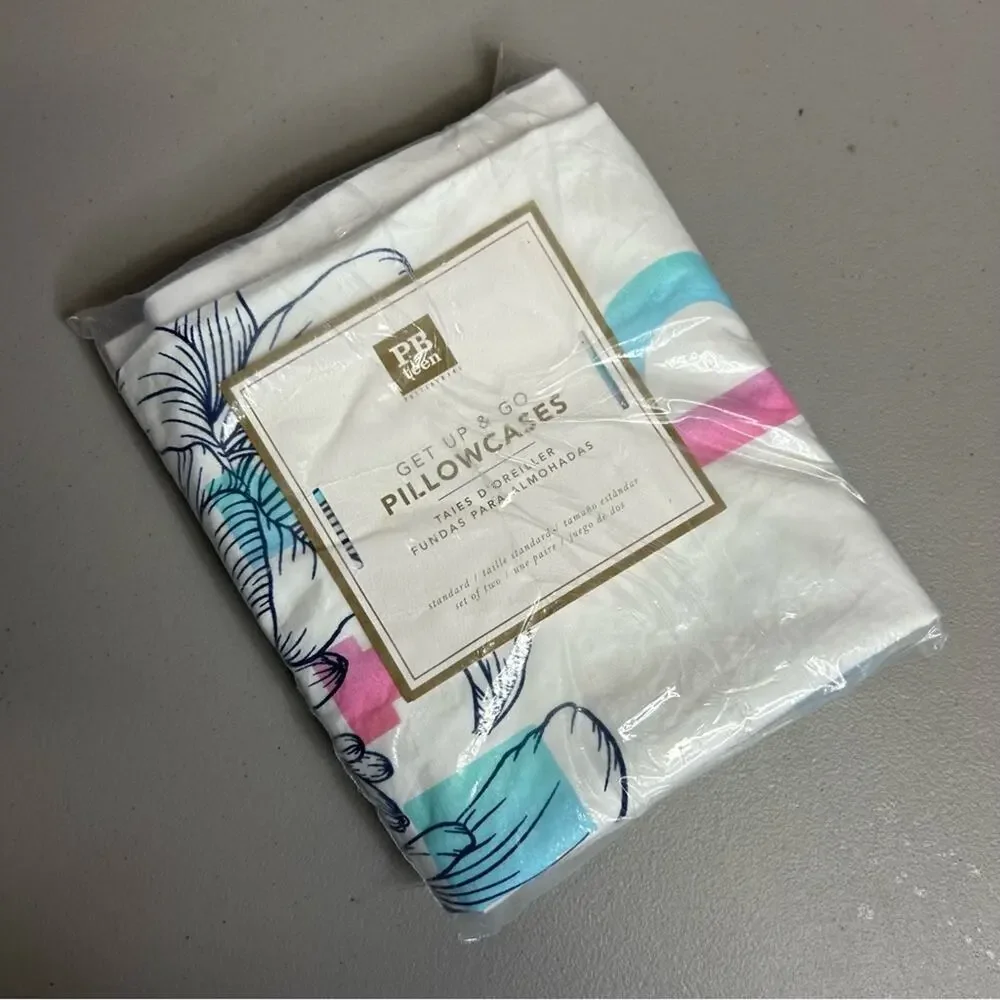 Set of 2 Pottery Barn Get Up & Go Standard Pillowcases Pillow Covers Floral NWT